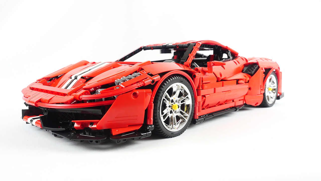 霸气的积木超跑双鹰咔嗒积木法拉利488pista真香