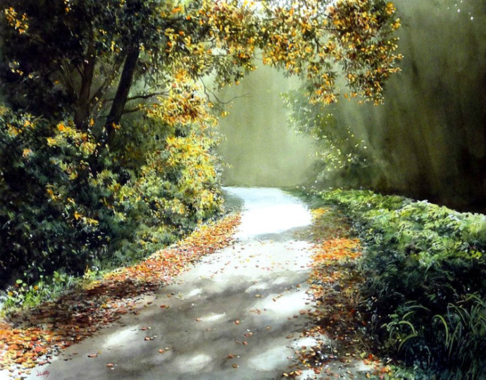 日本安倍晋三俊的写实水彩画作品欣赏