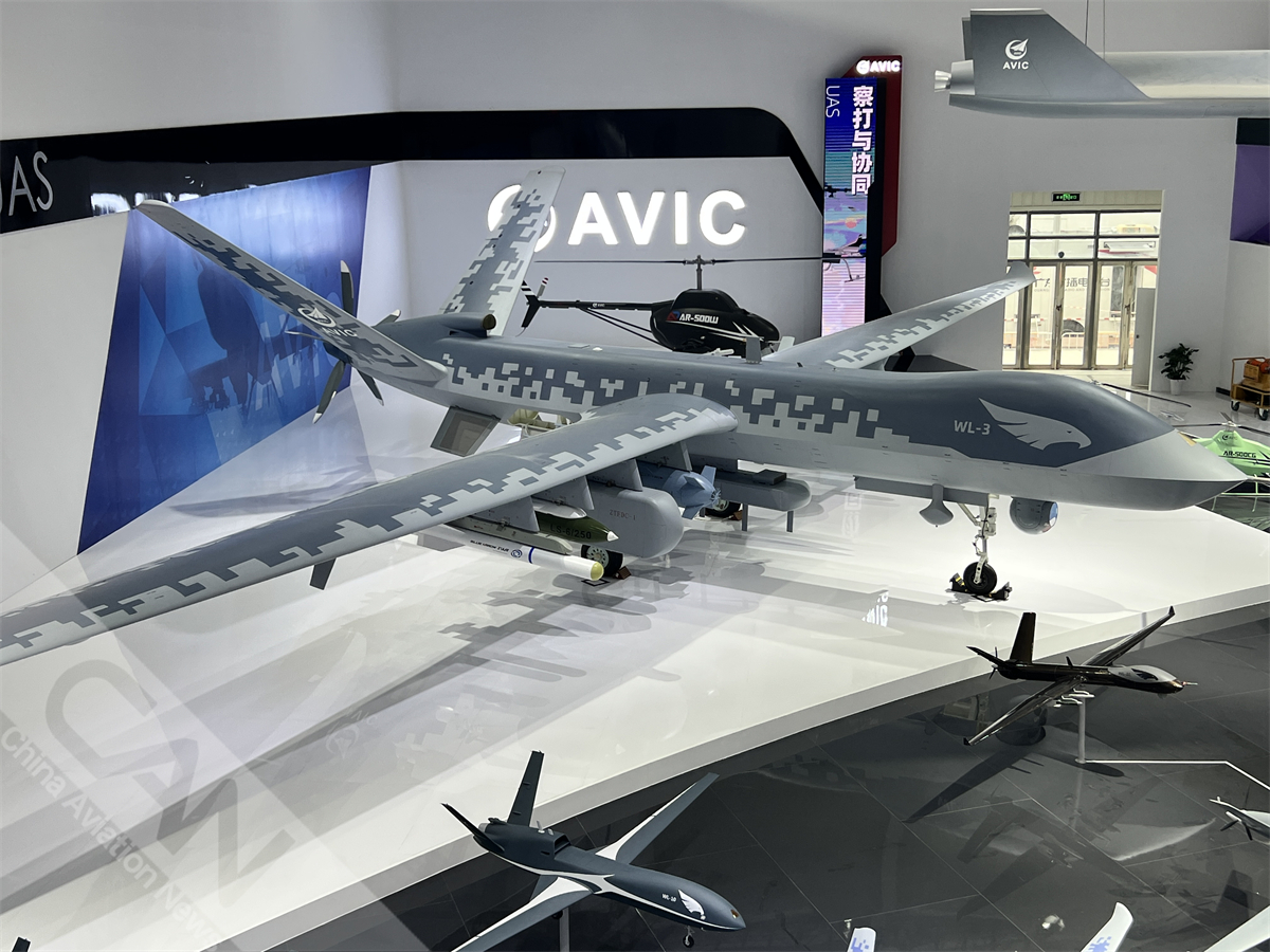 航空工业展台抢先看:翼龙3模型引人瞩目(摄影:王兰)|翼龙|展台|抢先