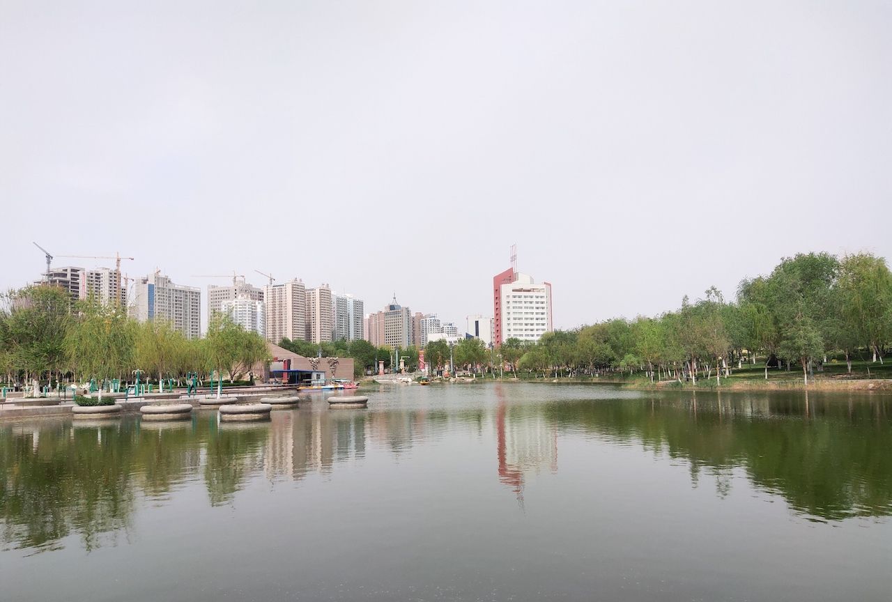 新疆库尔勒的城市中心公园孔雀公园