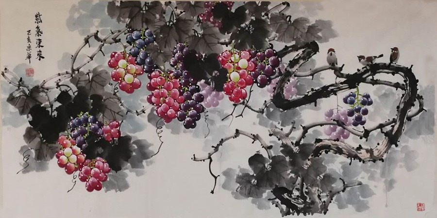 韩宗华笔下葡萄晶莹剔透,娇艳欲滴__财经头条