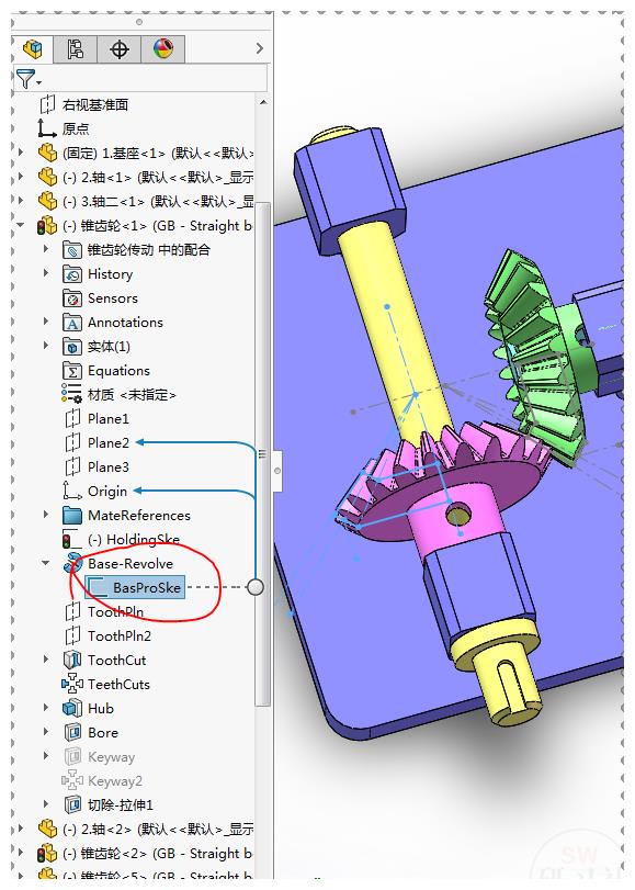 用solidworks制作的锥齿轮传动