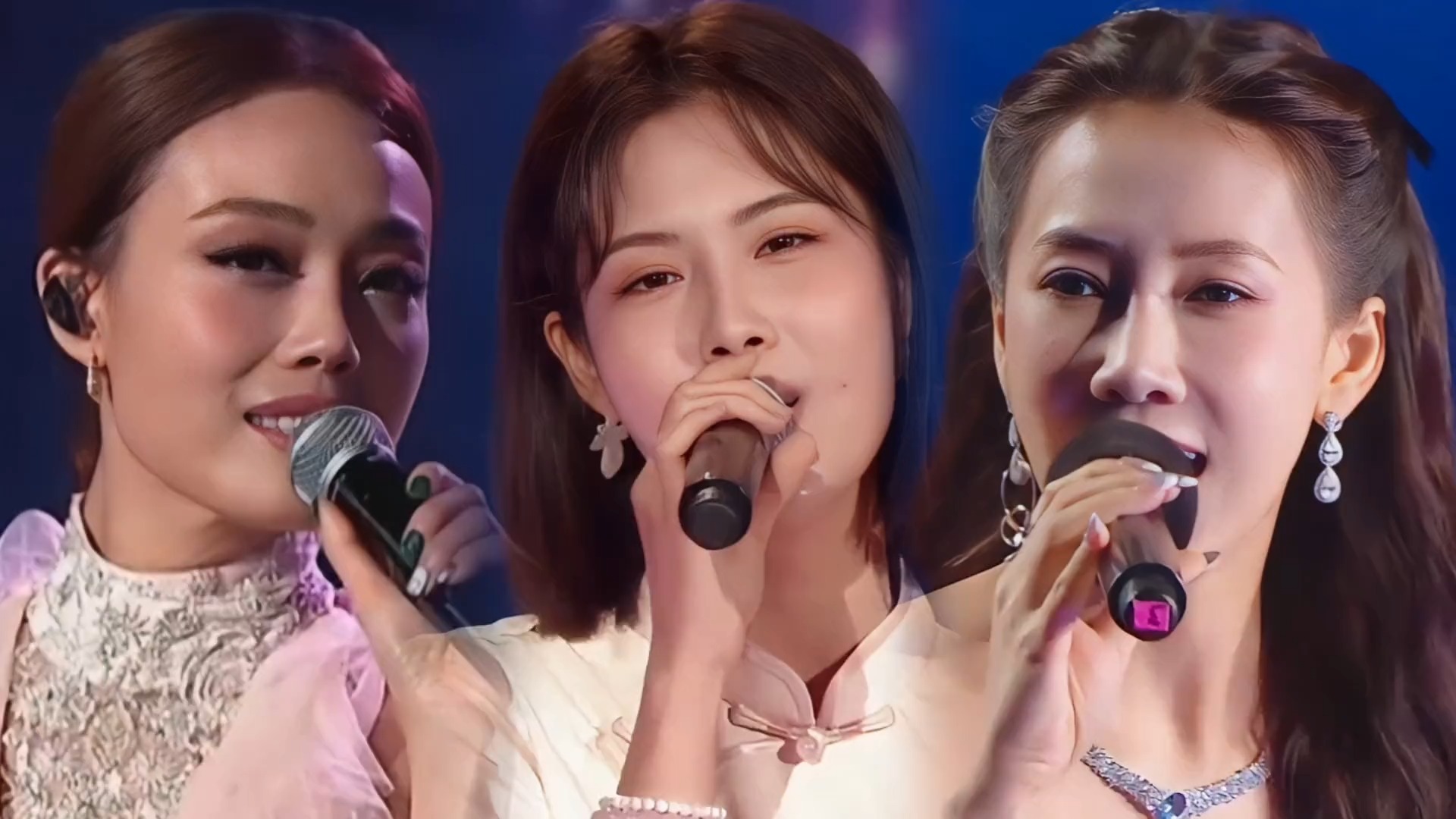 美女歌手张心心&弦子&容祖儿演唱《彩云追月》剪辑版