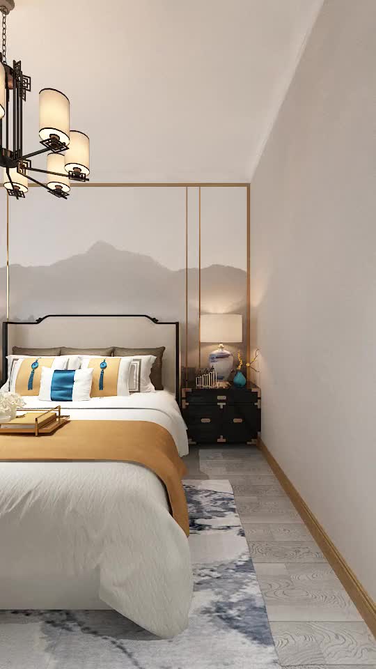 简单的床头背景打造完美中式房间出来的效果全家人都爱了