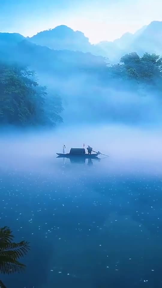 烟波江山一叶舟,宛若仙境画中游寄情山水居世外,凡尘扰事不相_手机