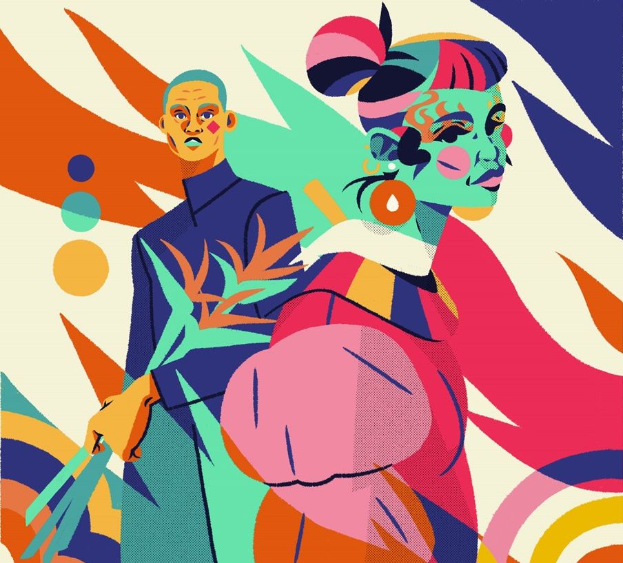 墨西哥插画师totoisemerena独具特色的扁平人物插图