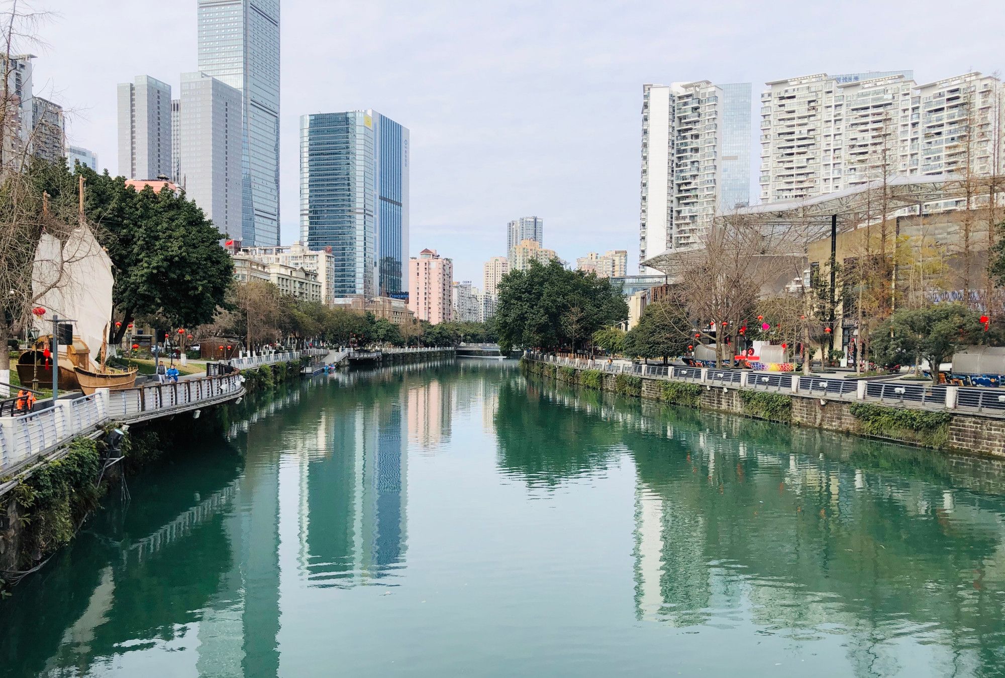成都合江亭,府河风景优美!水质特别好!