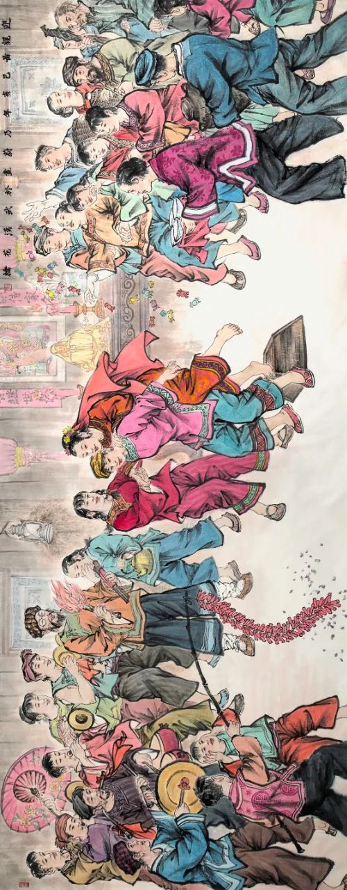 5 cm × 544 cm  2016年李乃蔚 《迎亲图》  363cm×142.