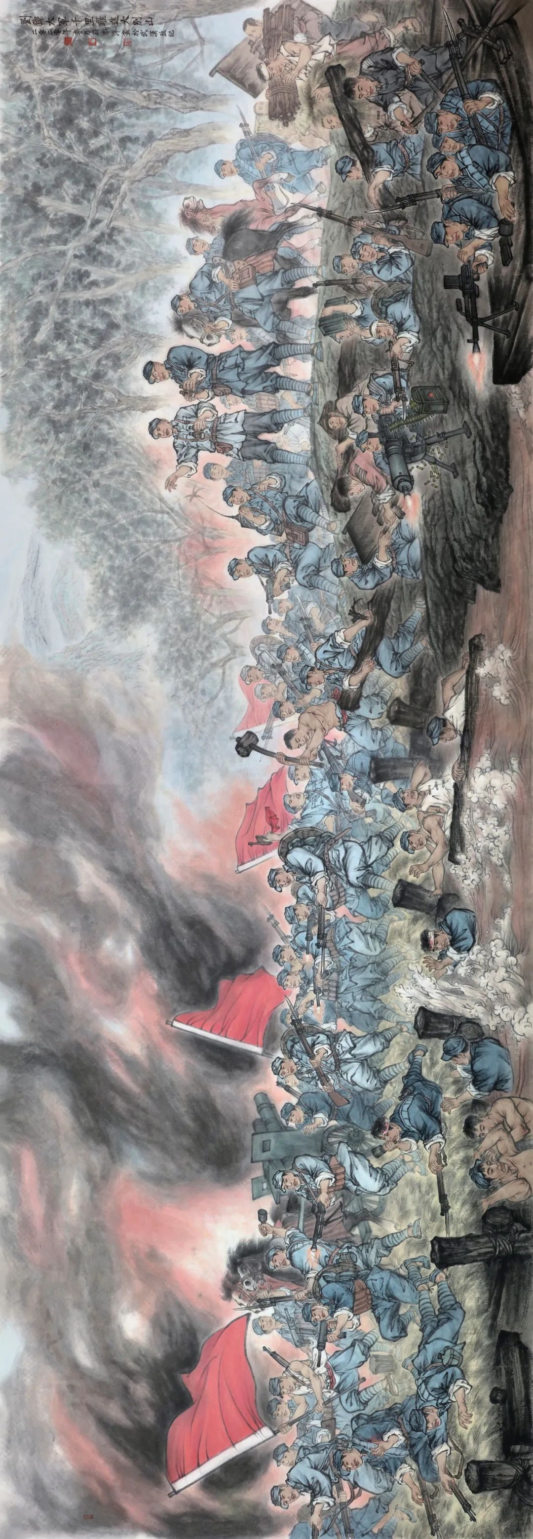 367cm×144cm  2019年李乃蔚   《刘邓大军千里跃进大别山》