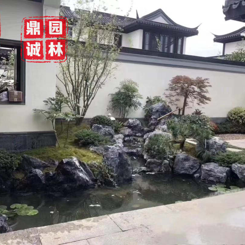 庭院造景设计黑山石 黑山石加工景观造景