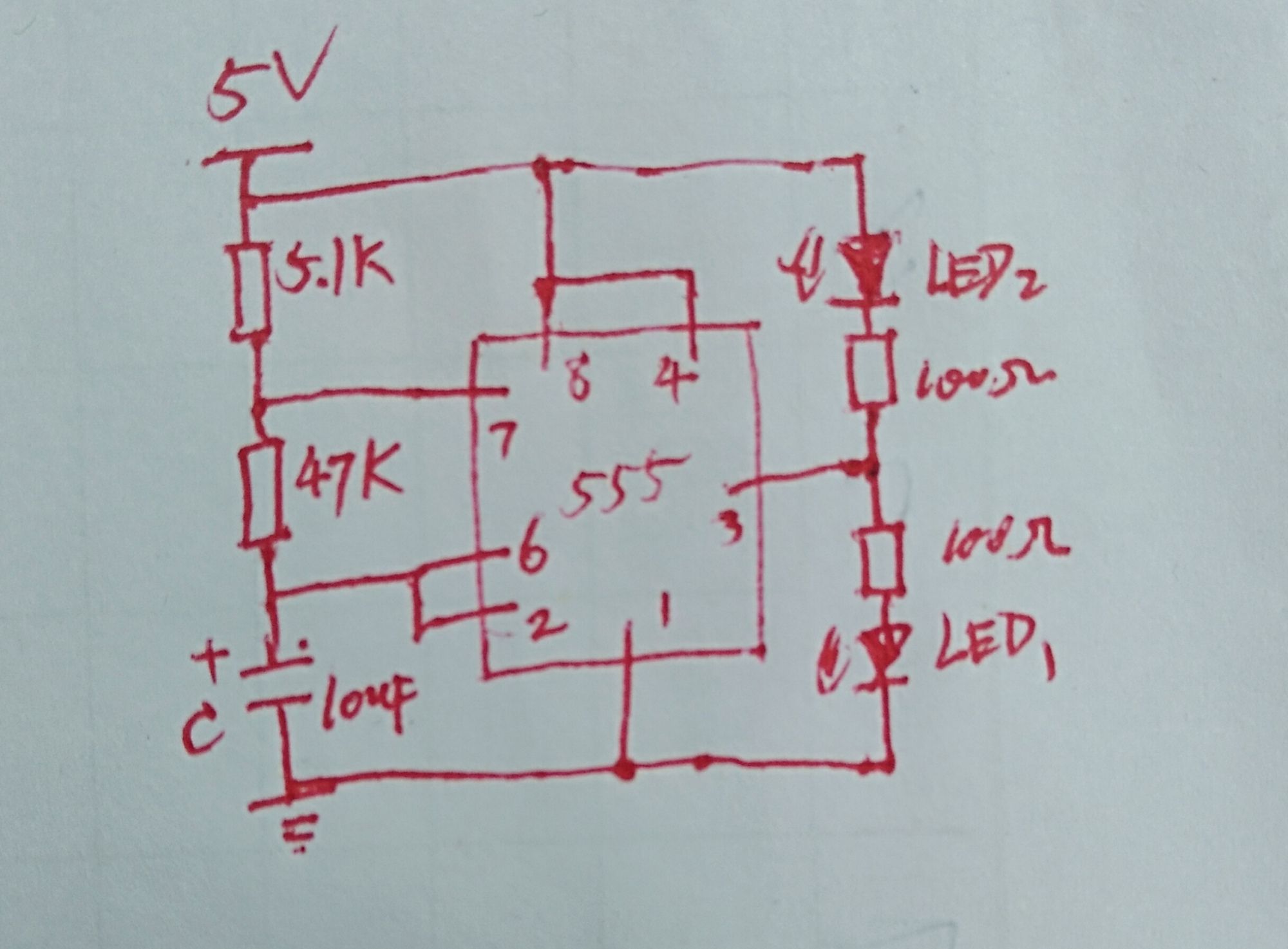 用ne555芯片制作双闪灯555系列15