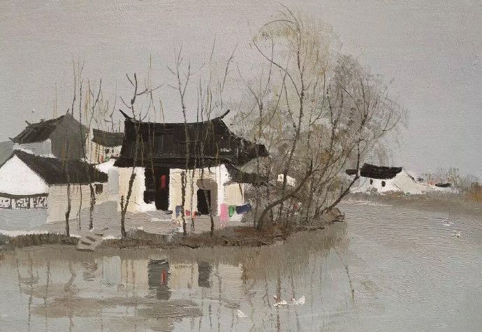 美术研究｜世界名画｜吴冠中江南水乡风情油画