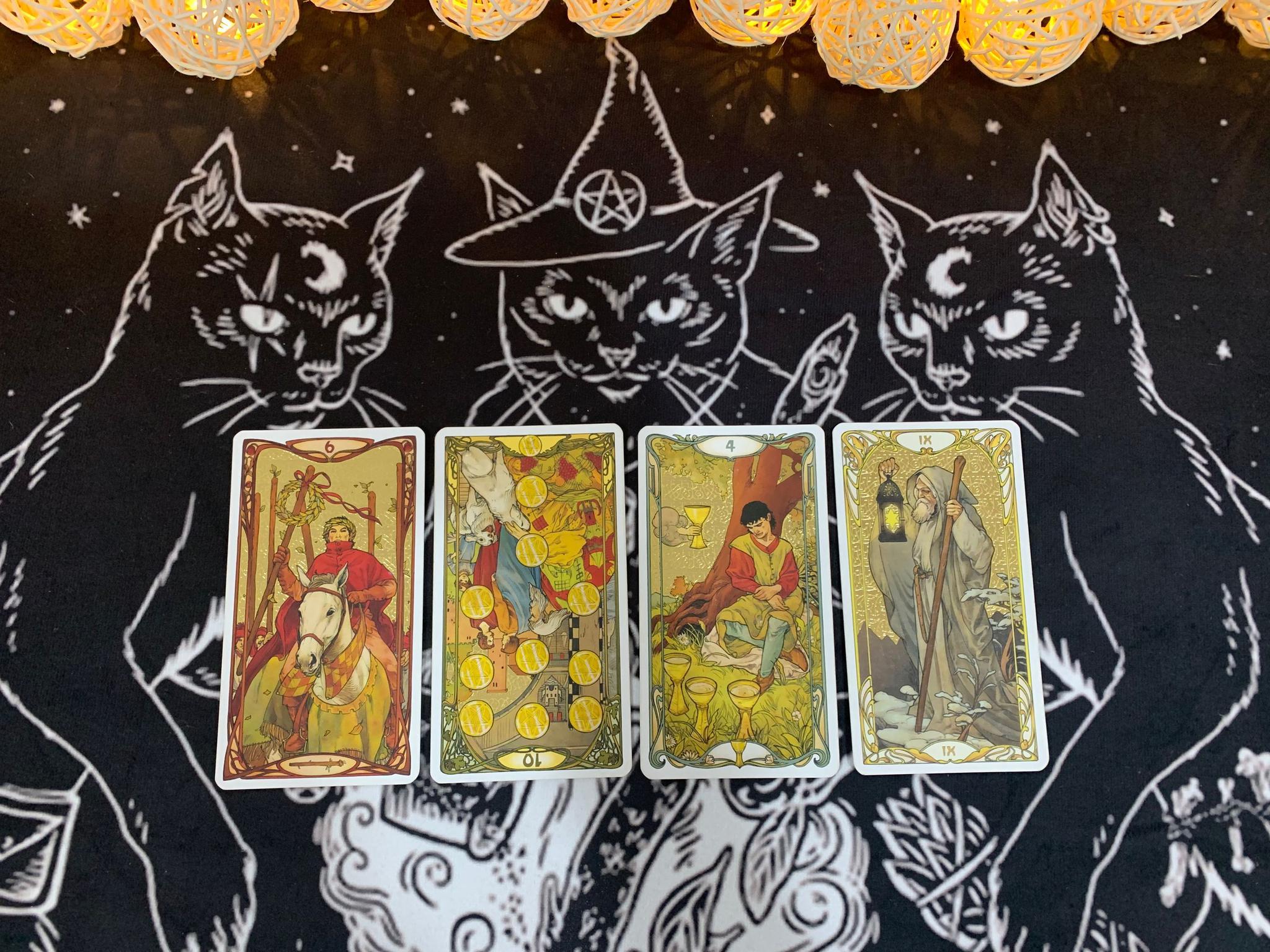 权杖六星币十逆位圣杯四隐者牌权杖皇帝月亮牌太阳牌好的,那我们今天