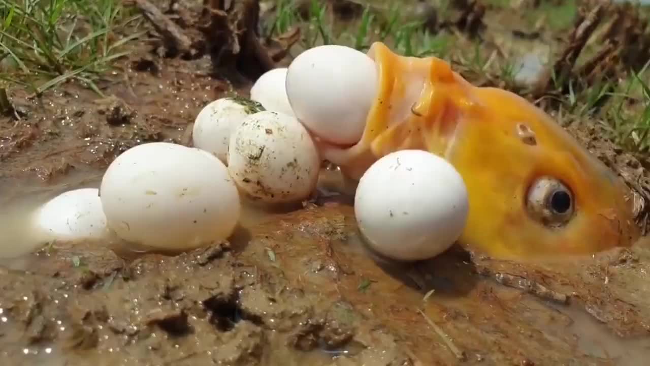 野外鲤鱼口吐鱼蛋看看这是什么情况