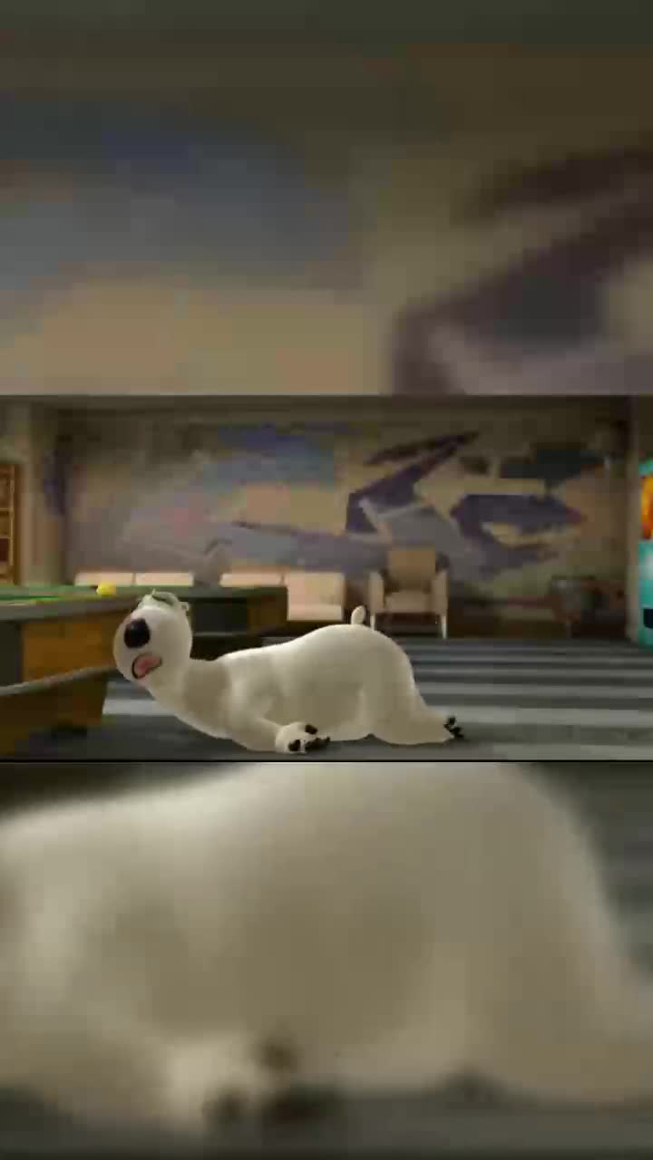 倒霉熊笨熊自尝苦果不慎踩到桌球重重的摔倒在地上