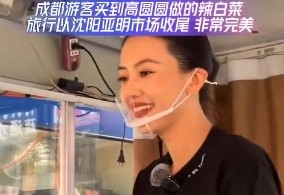 女演员高圆圆现身沈阳早市摆摊卖辣白菜，被网友封“辣白菜西施”