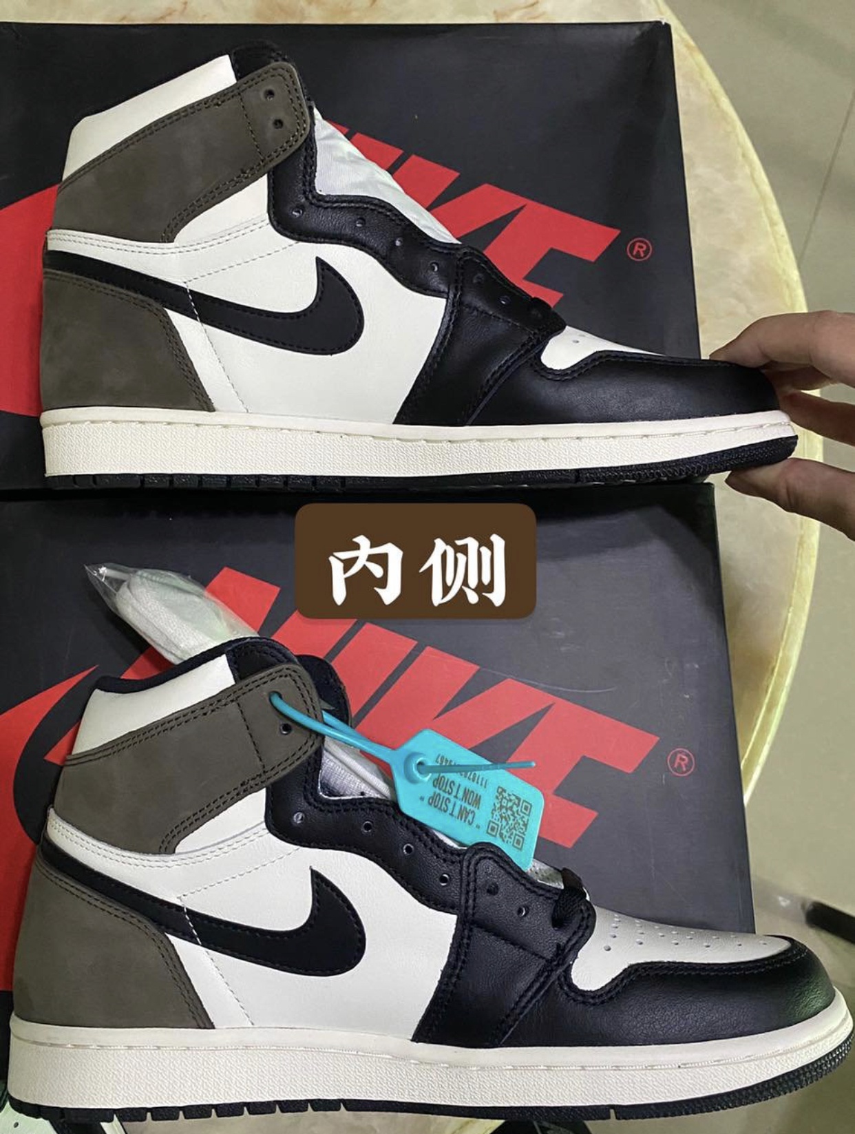 aj1摩卡 小倒钩真假对比|鞋头|真假|弧度_新浪新闻