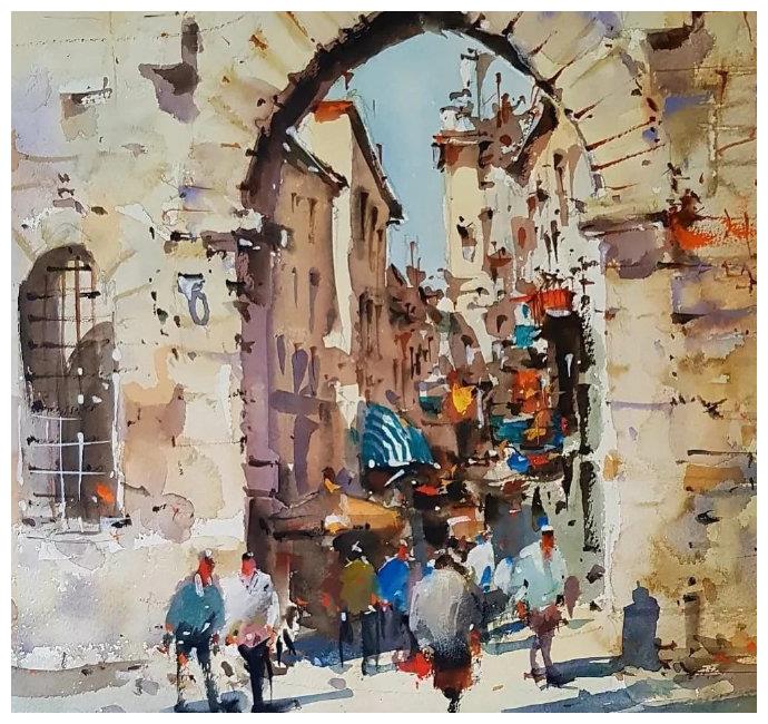 水彩绘画 欧洲建筑风景作品 水彩 罗马尼亚 画家 新浪新闻