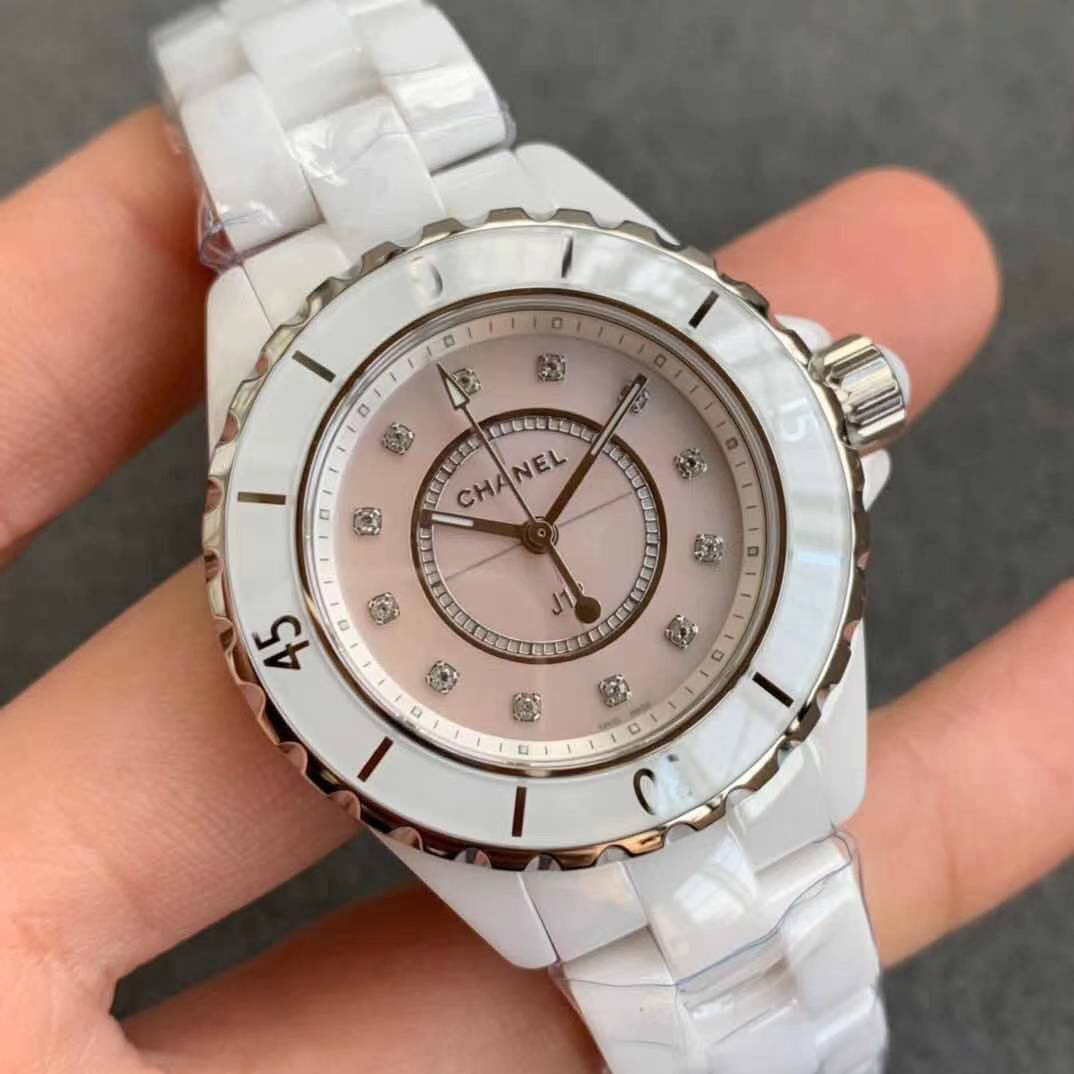 xf香奈儿j12系列陶瓷腕表粉贝母面同女人般温婉如玉