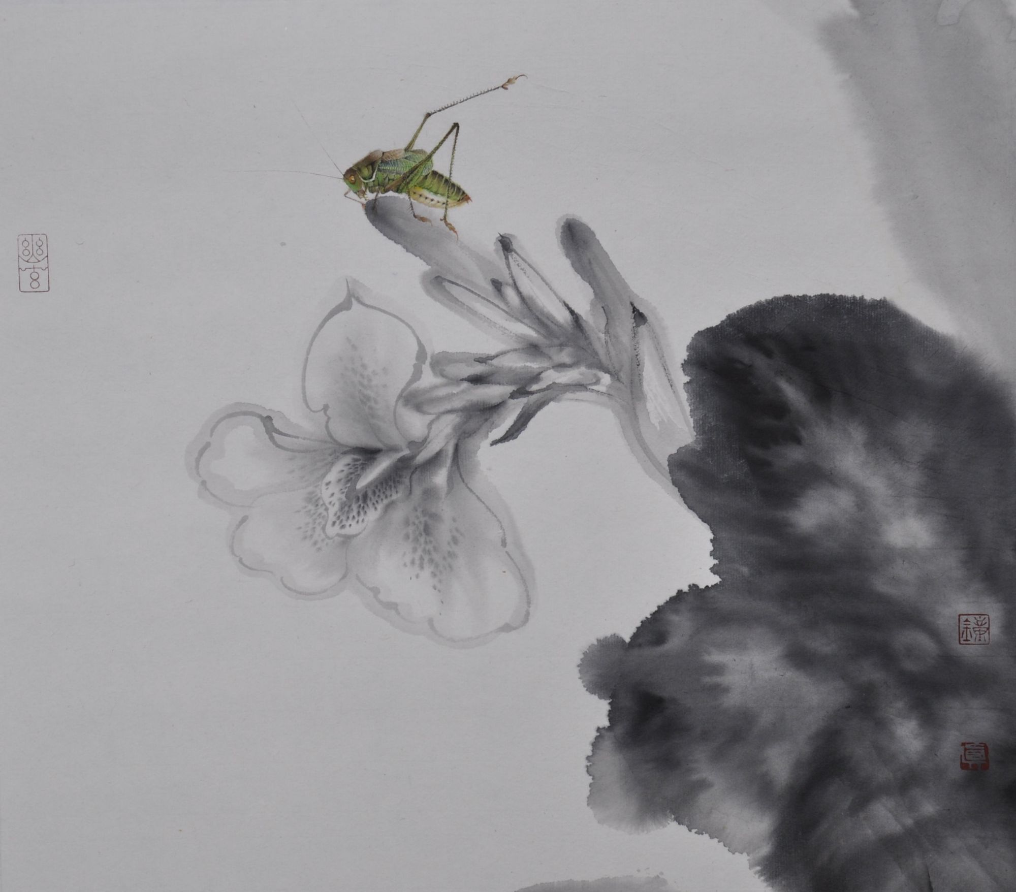 以工笔,写意相结合,意境优雅的钟真花鸟作品