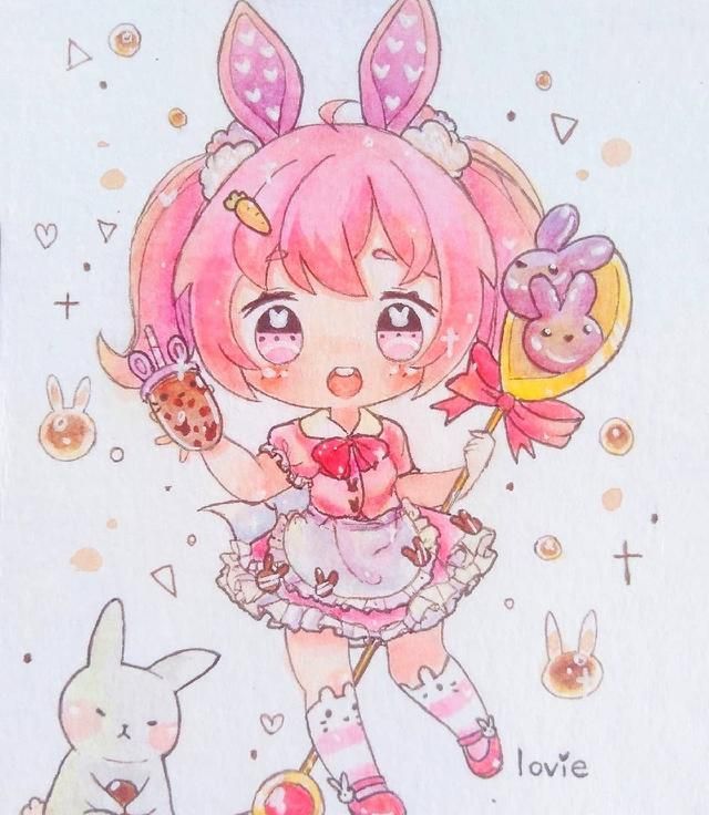 超萌的动漫q版插画都是乖乖女一个比一个可爱