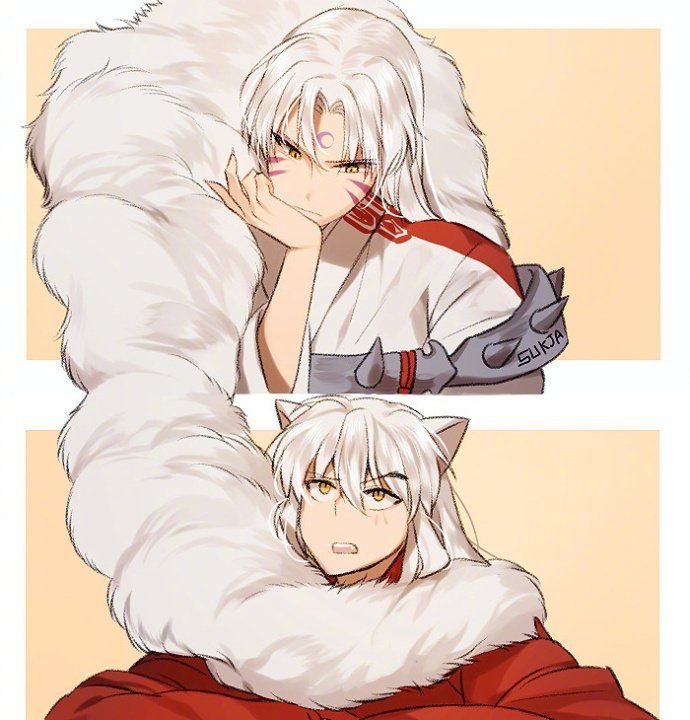 超帅的一家人的 杀生丸和犬夜叉都继承了犬夜叉的盛世美颜