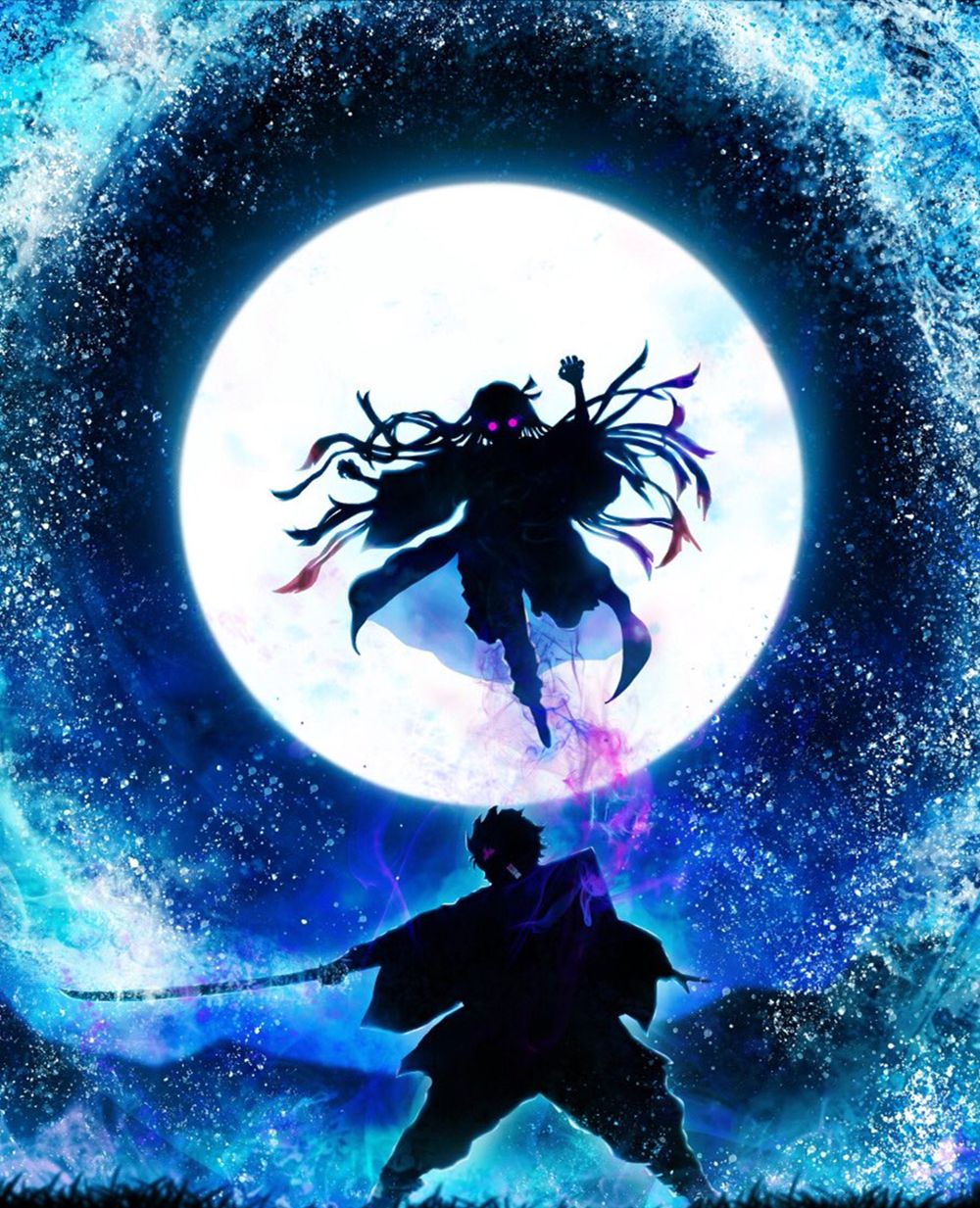 月下剪影版鬼灭之刃精美插画图集!月夜之下谁为杀鬼,谁为恶鬼