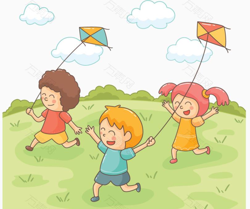 三个小朋友放风筝图片图片