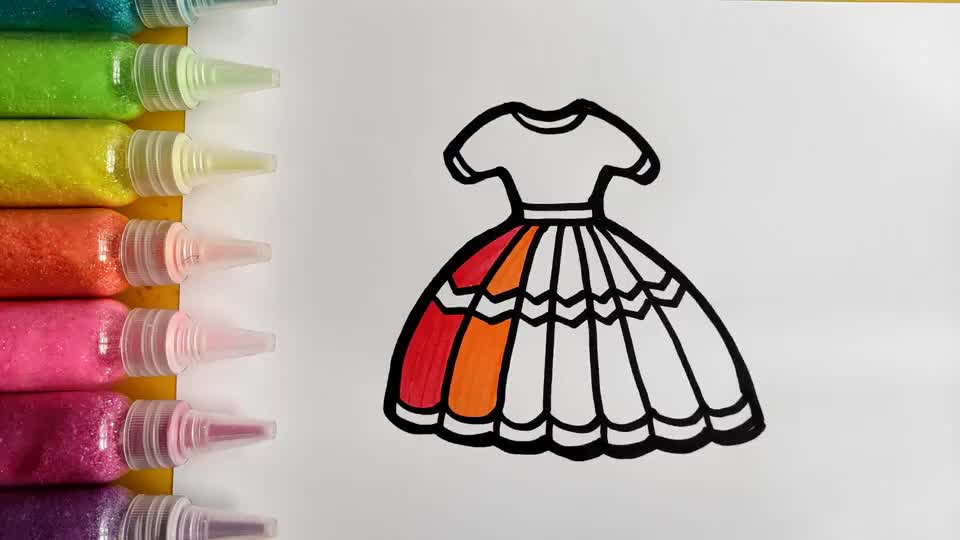 儿童裙子简笔画彩色图片