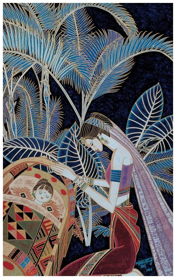 津门网现代重彩绘大师丁绍光绘西双版纳共赏