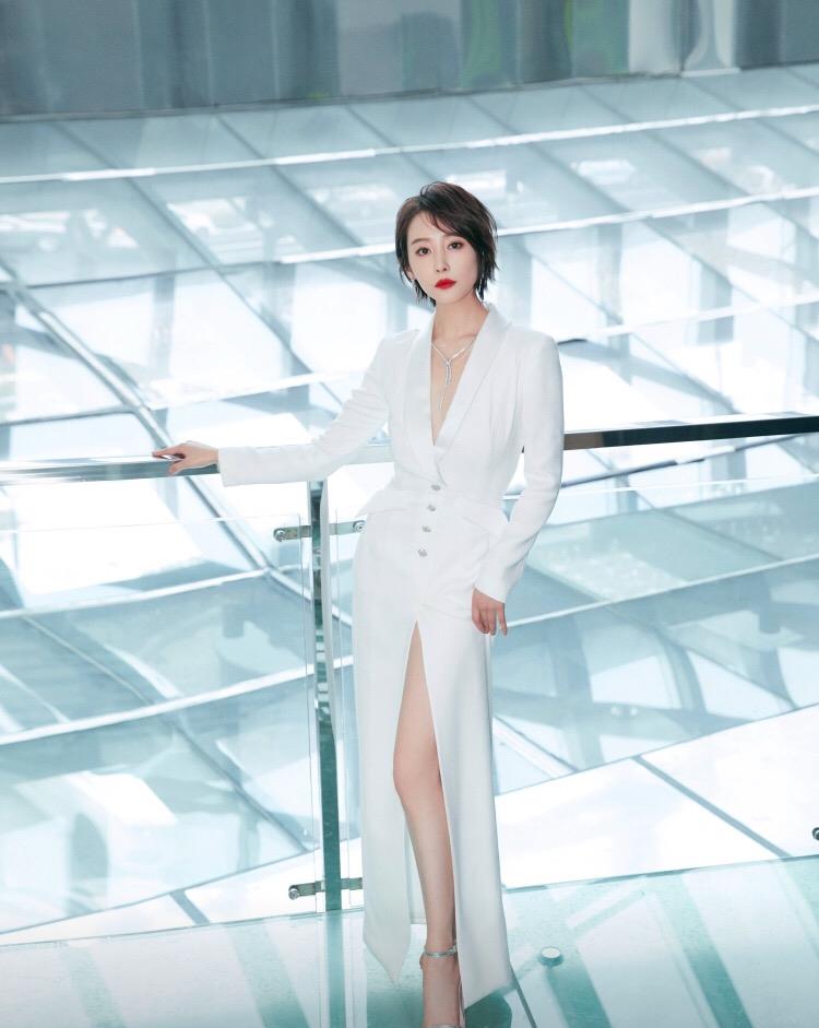 李纯穿衣真放得开大v领礼服高开叉设计太撩人