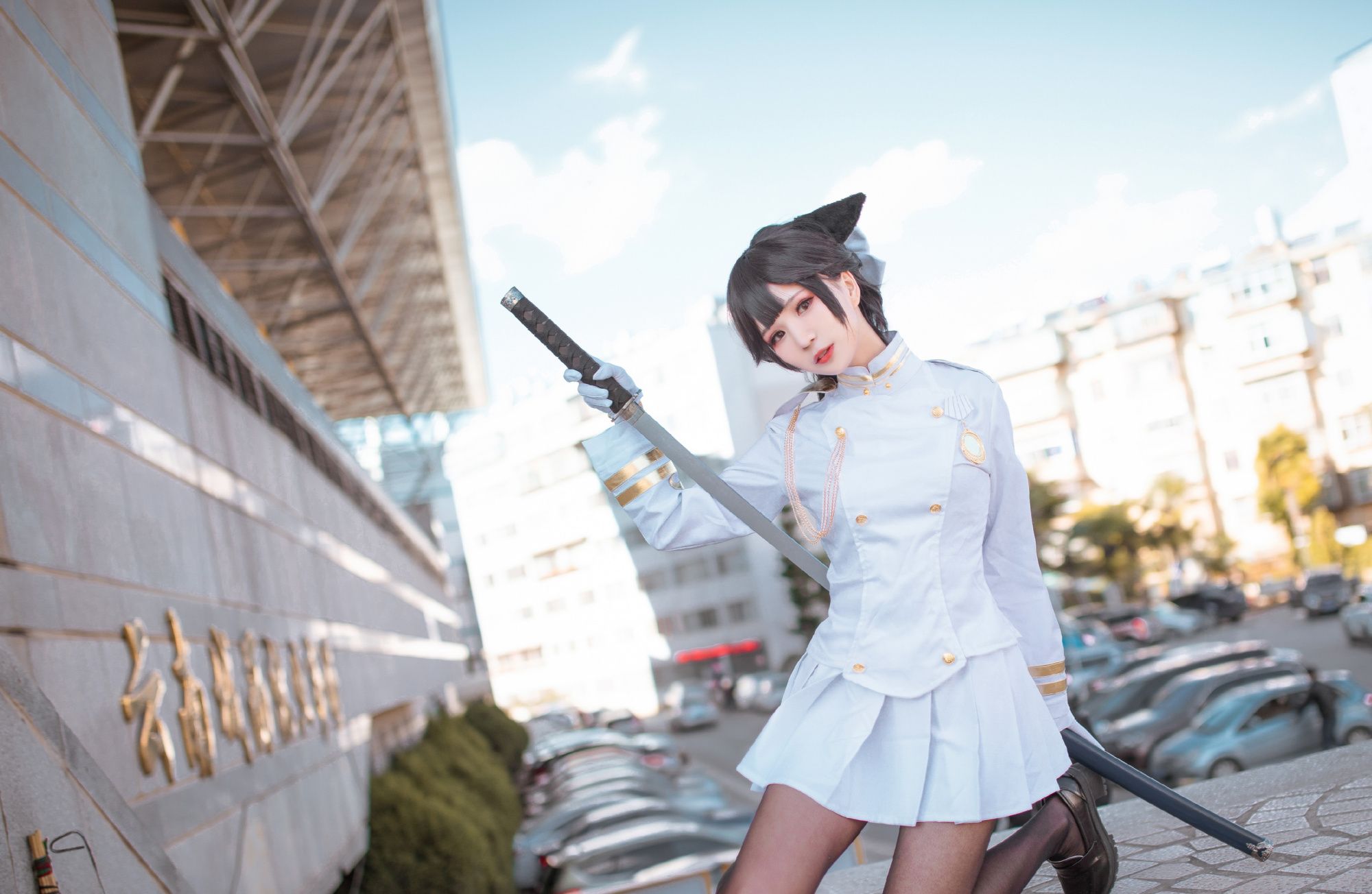 cosplay:《碧蓝航线》高雄与她的"黑丝"白军装福利,请签收