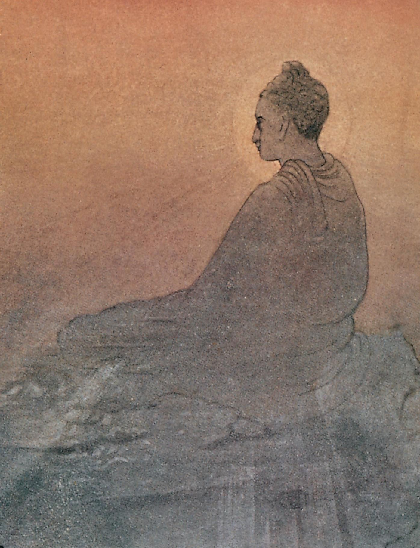 佛教故事绘画:乔达摩佛陀坐在菩提伽耶的菩提树下_高清图集_新浪网