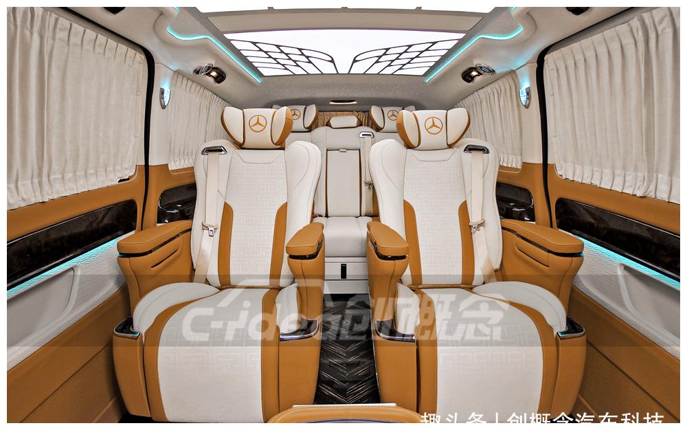 奔驰威霆改V260L七座无隔断内饰 中控台+航空座椅-新浪汽车