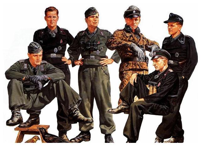 1934年,德国成立了第1坦克师,所有坦克兵佩戴与军服同样颜色的贝雷帽.