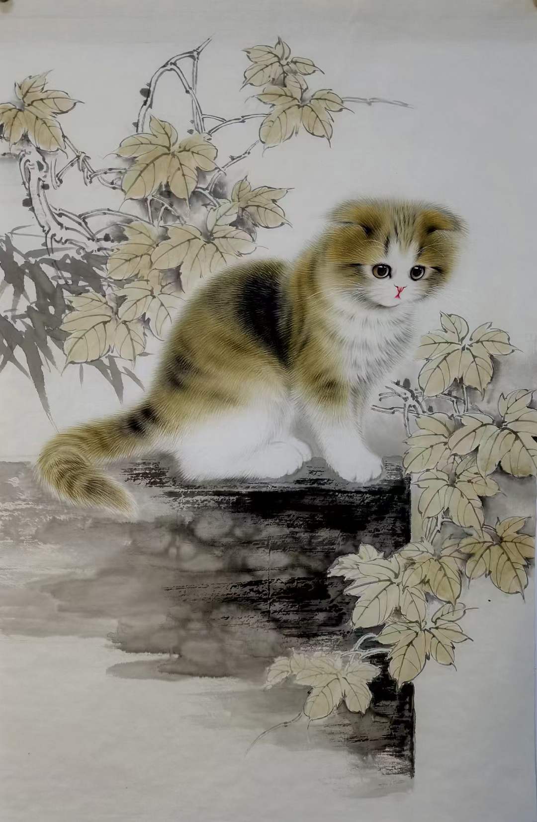 中美协秦文轩画猫圣手生动传神