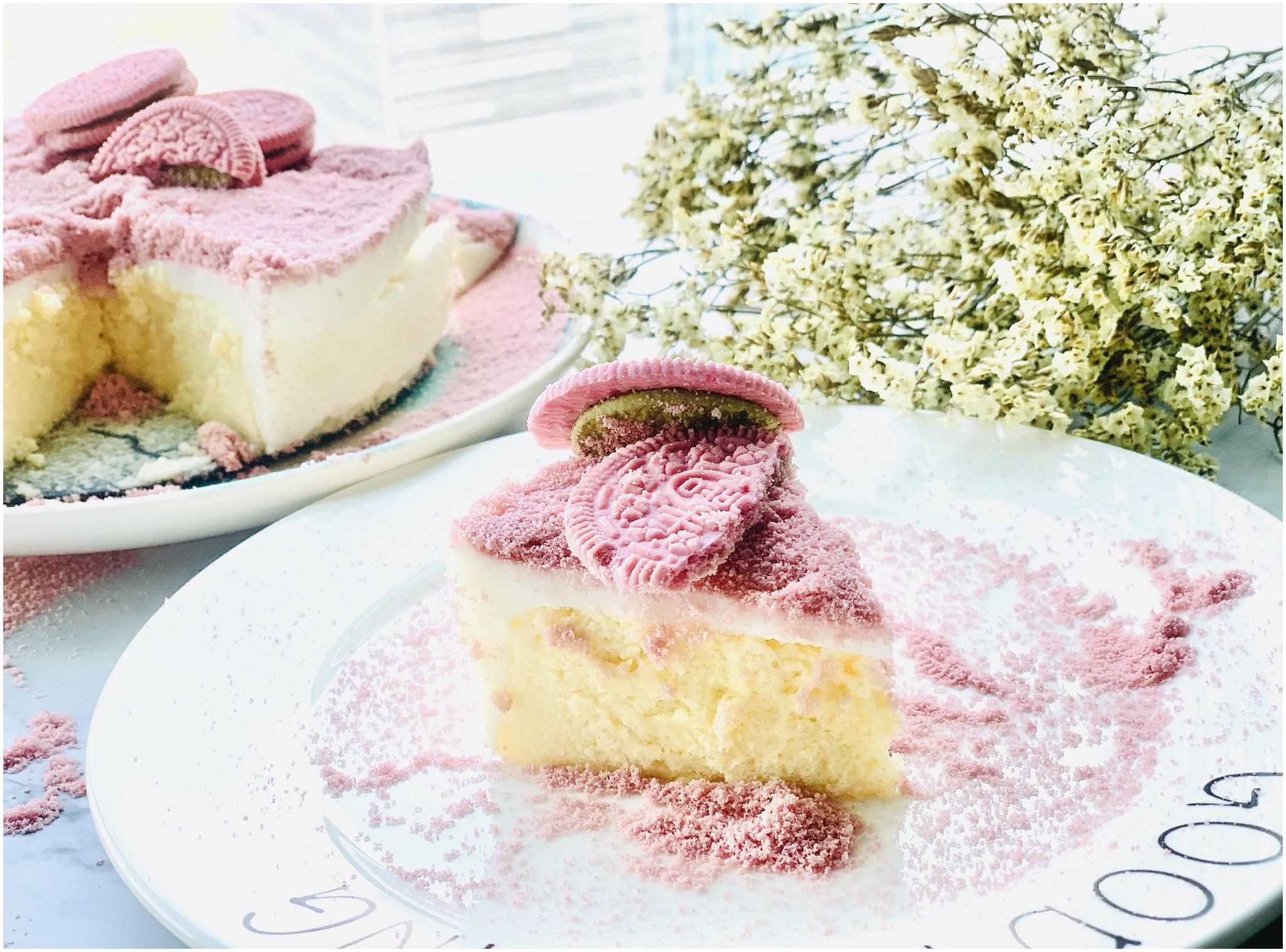 不用烤箱蒸米蛋糕,蒸慕斯蛋糕,樱花慕斯蛋糕,一起赏"樱花"