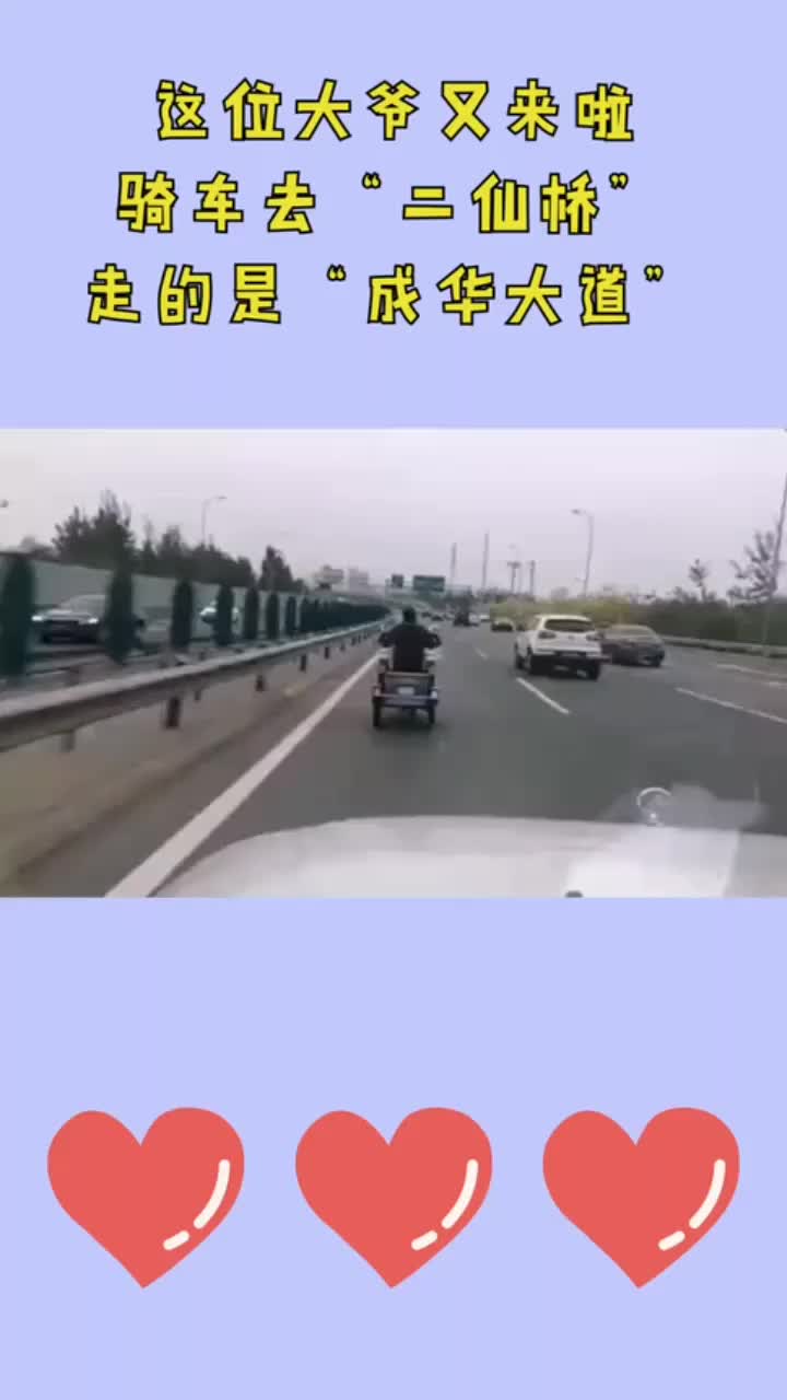 这位大爷又来啦,骑车去二仙桥,走的是成华大道!