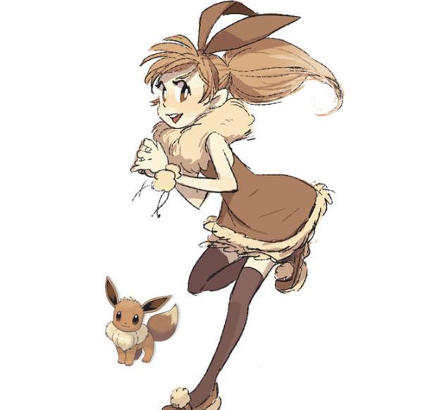 伊布的进化型拟人化后太阳伊布高贵优雅月亮伊布活泼可爱