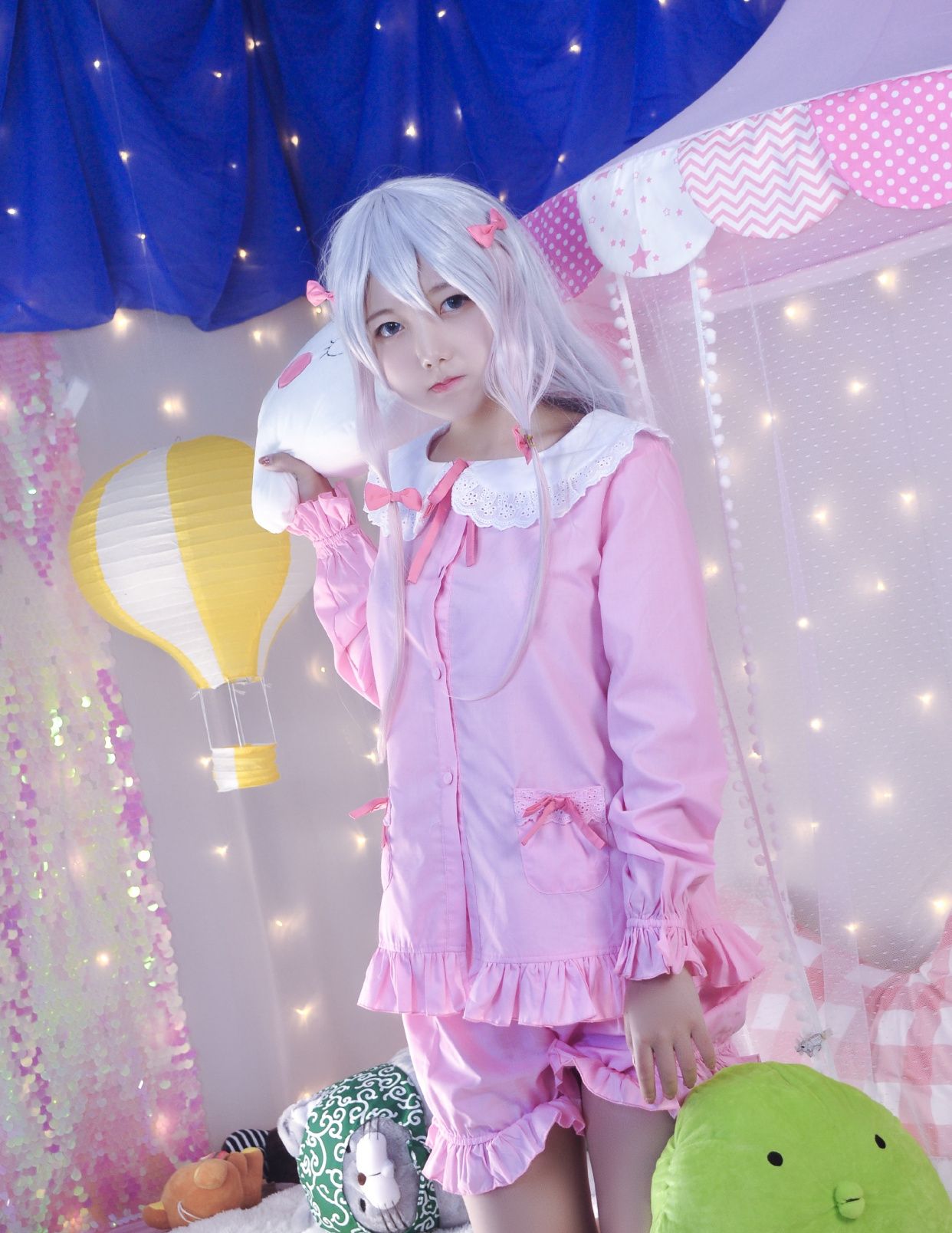 cosplay:粉色系短裤睡衣的和泉纱雾,看上去有一点可爱呢!