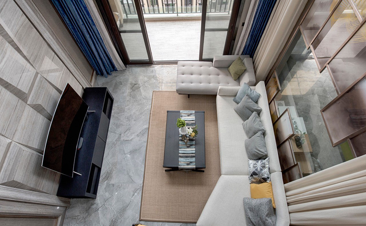 280㎡现代风两代人都喜欢的空间最爱7米挑高大客厅