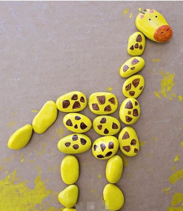 幼儿园石头拼画长颈鹿制作方法教程_高清图集_新浪网