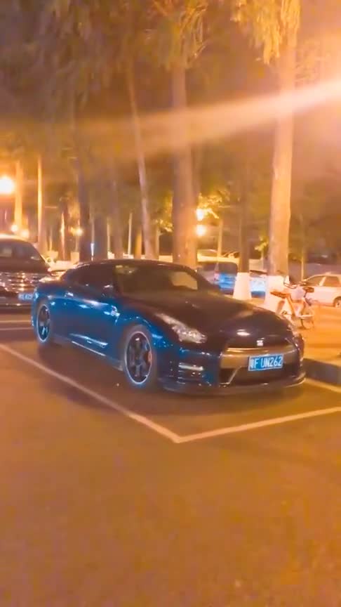夜晚拍摄"战神"gtr,幽灵般的车身,灯照在上面有种梦幻的感觉__财经