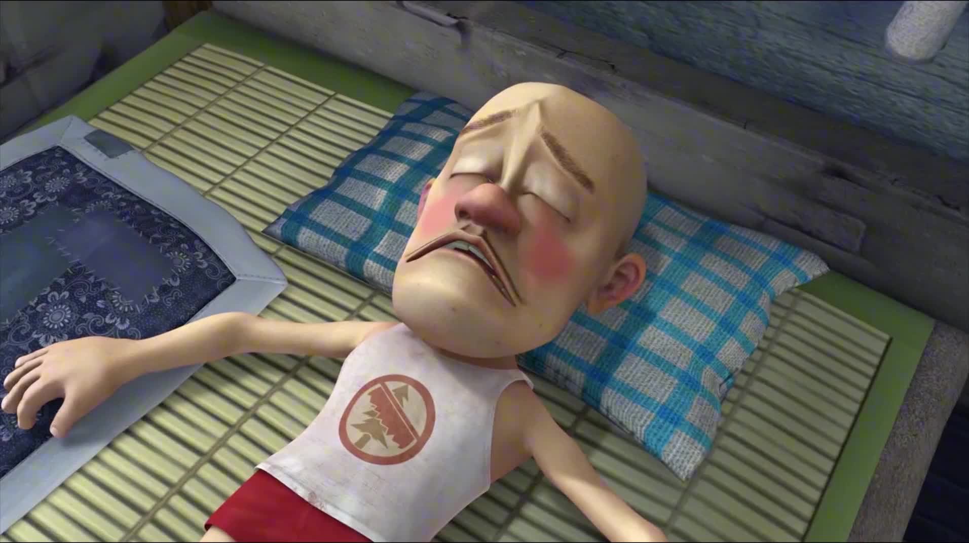 熊出没光头强生病发高烧错把熊熊当成妈妈熊熊耐心的照顾他