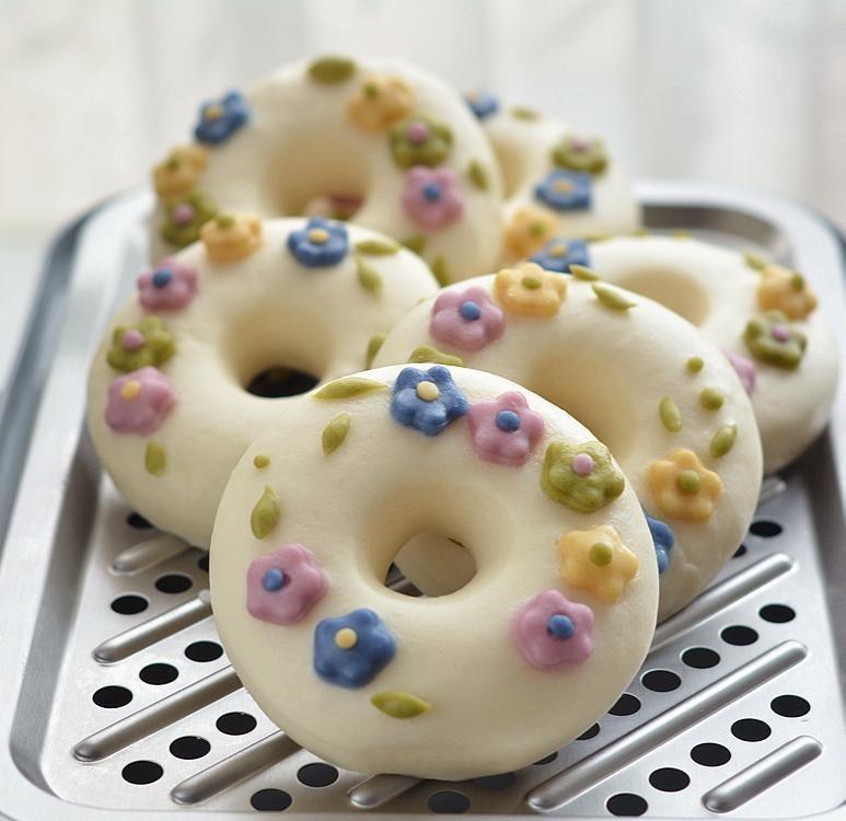 花朵甜甜圈馒头造型精致制作省时美观又好吃