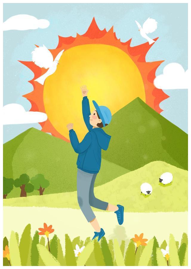 图表插画五四青年节全力向上