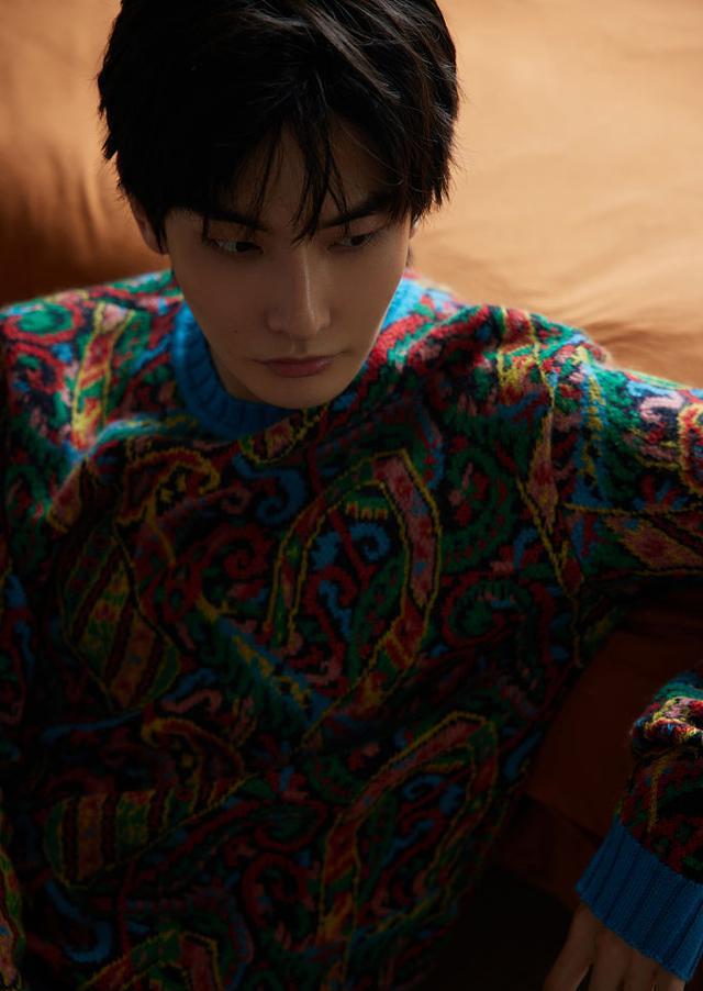 王瑞昌生日大片释出氛围感拉满穿印花毛衣眉眼深邃