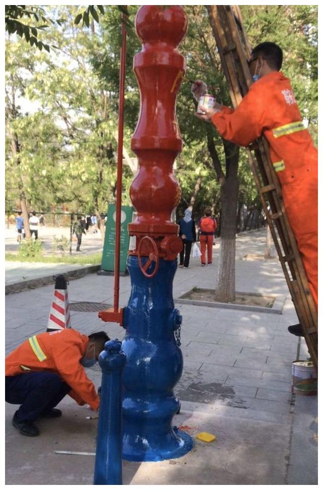 上红下蓝 消防水鹤换新装