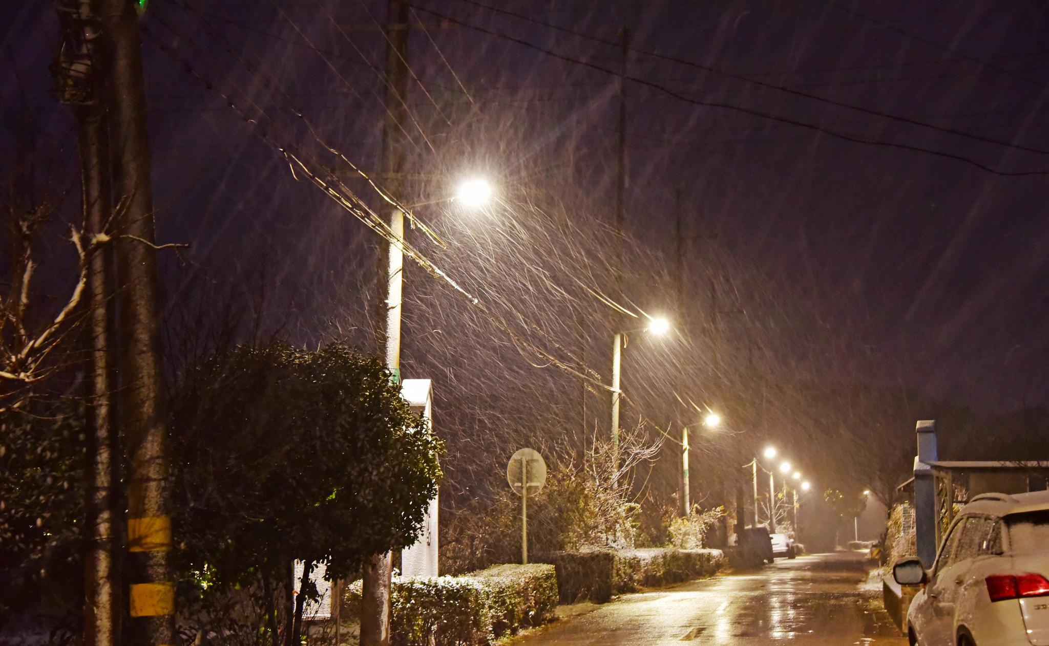 冬天夜景 乡村图片