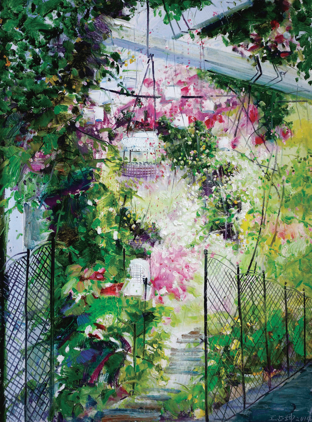 荒木市三「花」油彩画